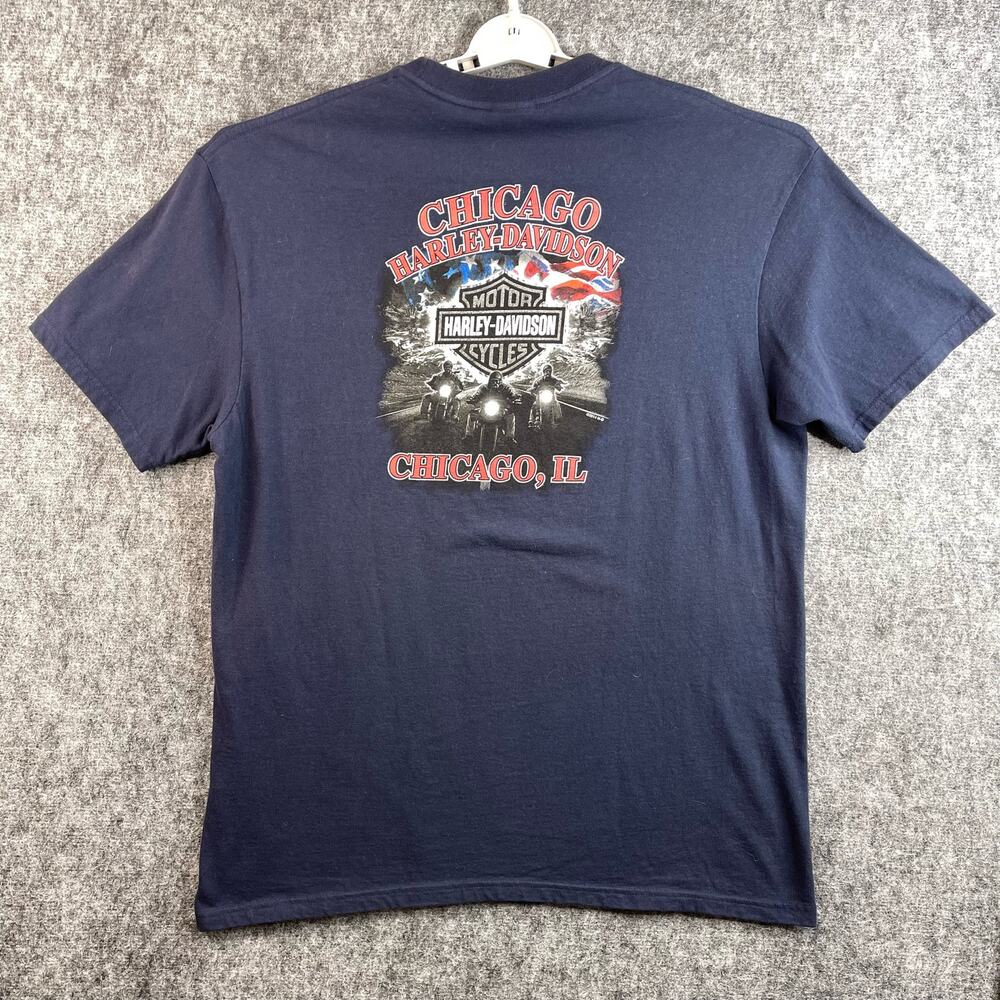 Genuine Harley-Davidson T-Shirt Men Size XL Chicago Illinois‎ Blue